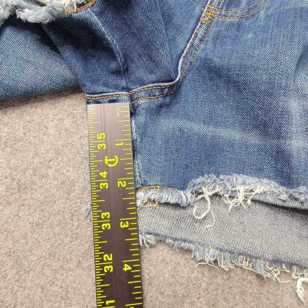 Sandrine‎ Rose Upcycled Shorts Womens 30 Blue Denim Embroidered Handmade USA